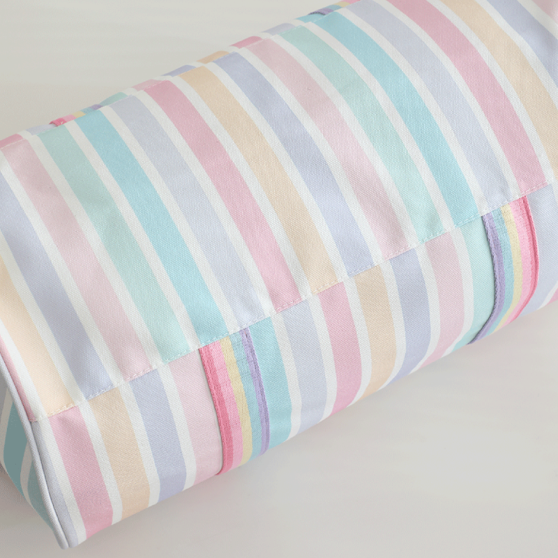 Bolsos Redondos De Lona Para Mujer, Estilo Deportivo, Con Estampado De Rayas Y Colores Variados. h5Imagen5