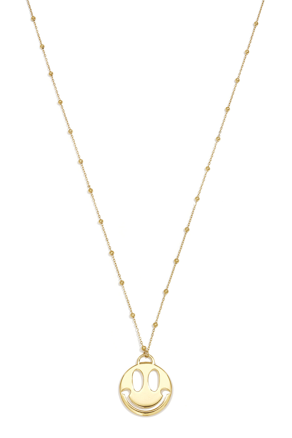 Lange Halskette Aus Edelstahl Mit Lächelndem Gesicht, Lässig-Schlichte Serie, Damenschmuck 