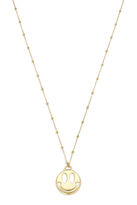 Lange Halskette Aus Edelstahl Mit Lächelndem Gesicht, Lässig-Schlichte Serie, Damenschmuck