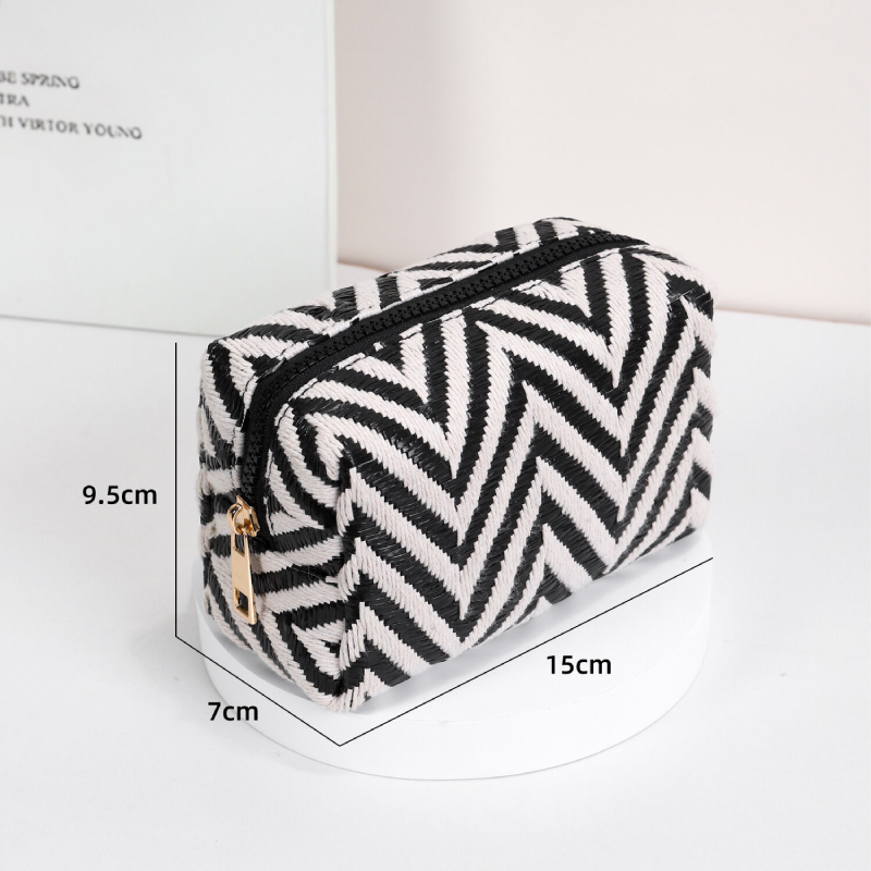 Bolsas De Maquillaje De Poliéster Tejido Con Rayas Diarias De La Serie Simple