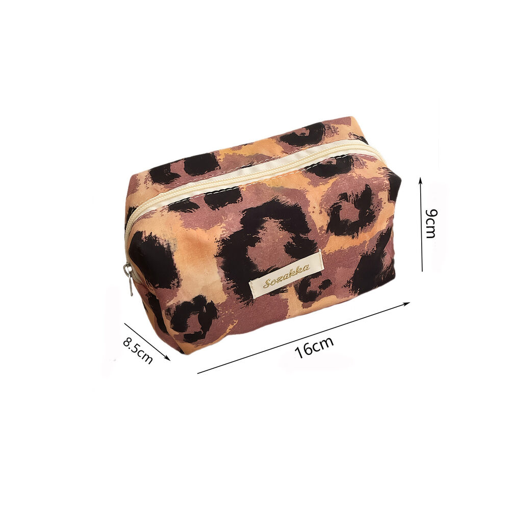 Bolsas De Maquillaje De Tela De La Serie Simple, Informales, Con Estampado De Leopardo Y Patchwork En Varios Colores.