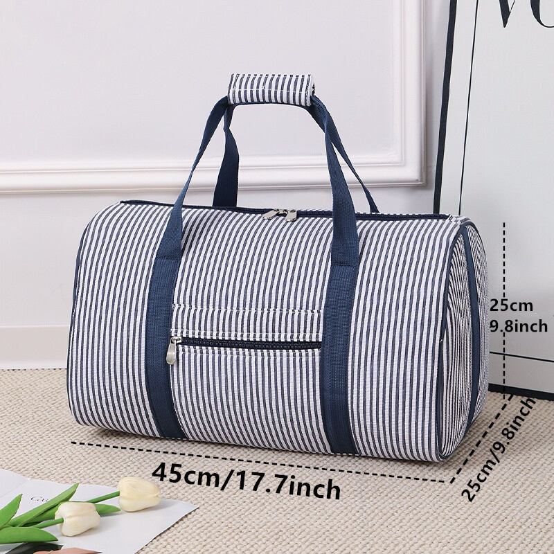 Casual Style Printed Stripe Cotton Women's Round Sports & Travel Bags h5Picture5