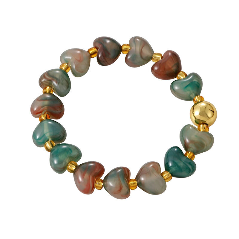 Pulseras De Cuentas De Resina Con Forma De Corazón Para Mujer