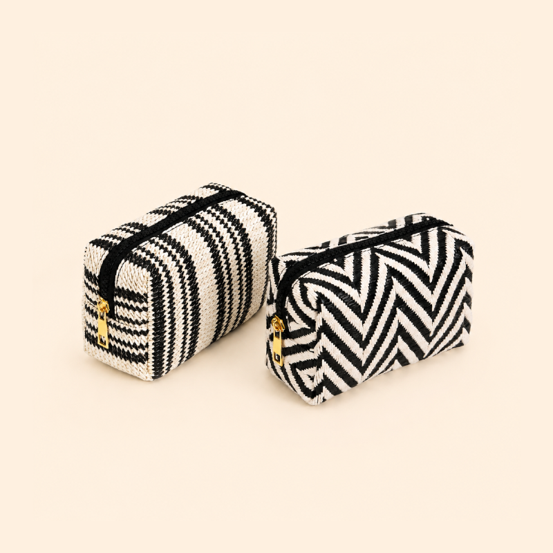 Bolsas De Maquillaje De Poliéster Tejido Con Rayas Diarias De La Serie Simple