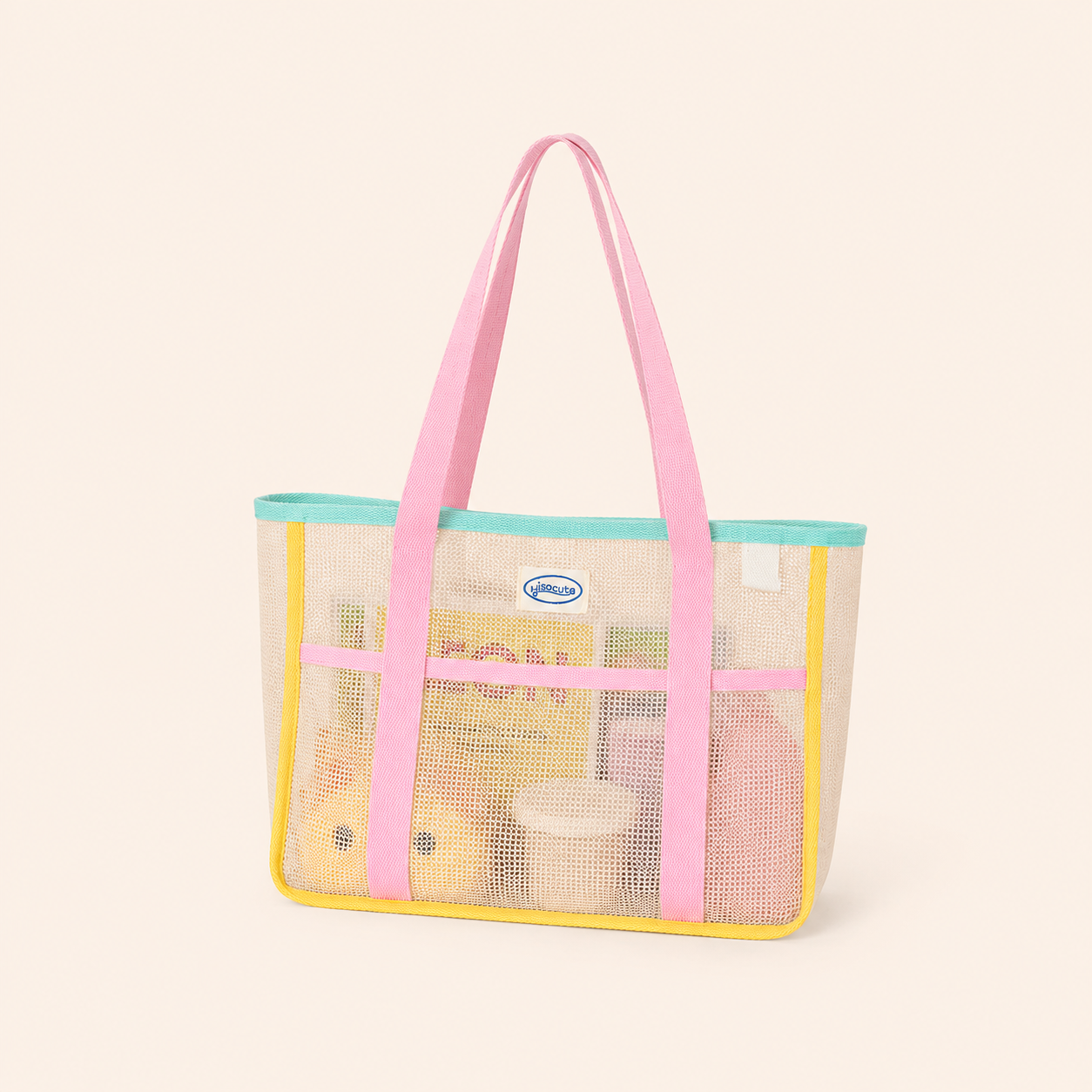 Bolsos De Mano/Shopper Para Mujer De Estilo Casual, De Pvc/Poliéster Tejido Transparente Calado De Colores Mixtos.