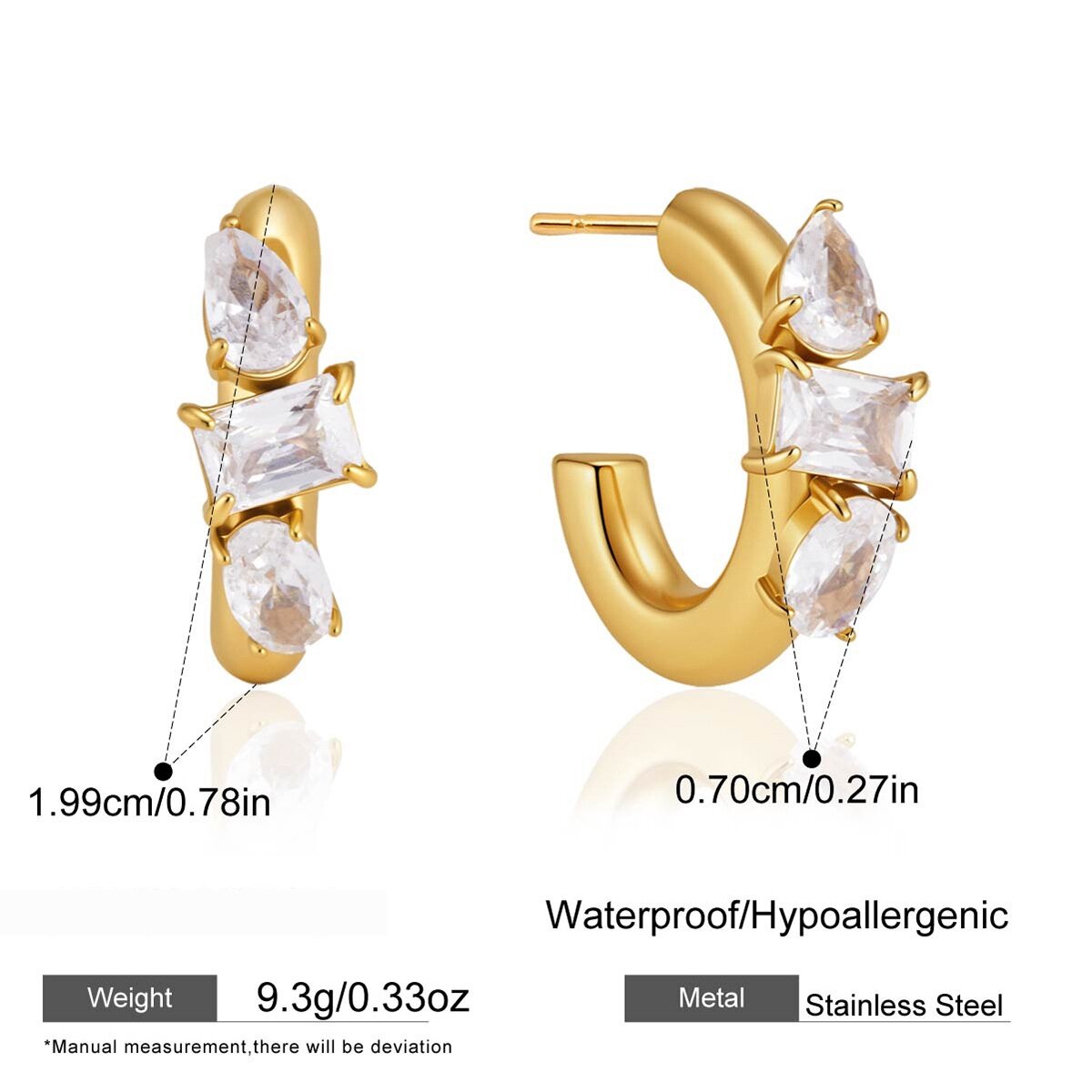 Boucles D'Oreilles Puces Pour Femmes Simple Series Daily Circle En Acier Inoxydable Étanche Couleur Or 