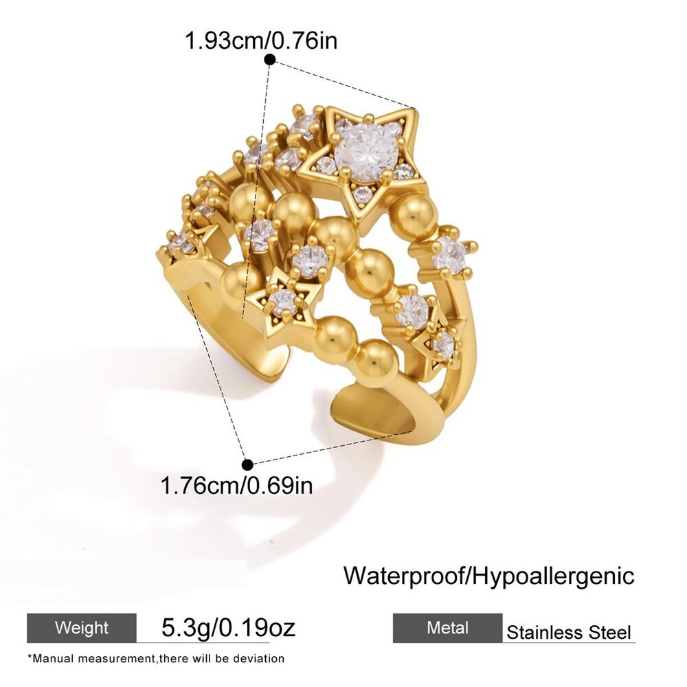 Anillos De Mujer De Lujo Con Forma Irregular, De Acero Inoxidable Y Color Dorado, De La Serie Punk.