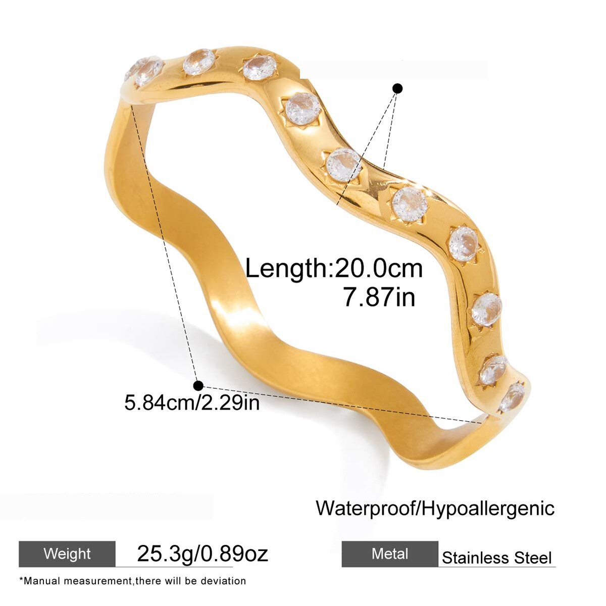 Pulseras Sencillas De Estilo Punk Con Forma Irregular De Luna, De Acero Inoxidable, Resistentes Al Agua Y Color Dorado, Para Mujer. 