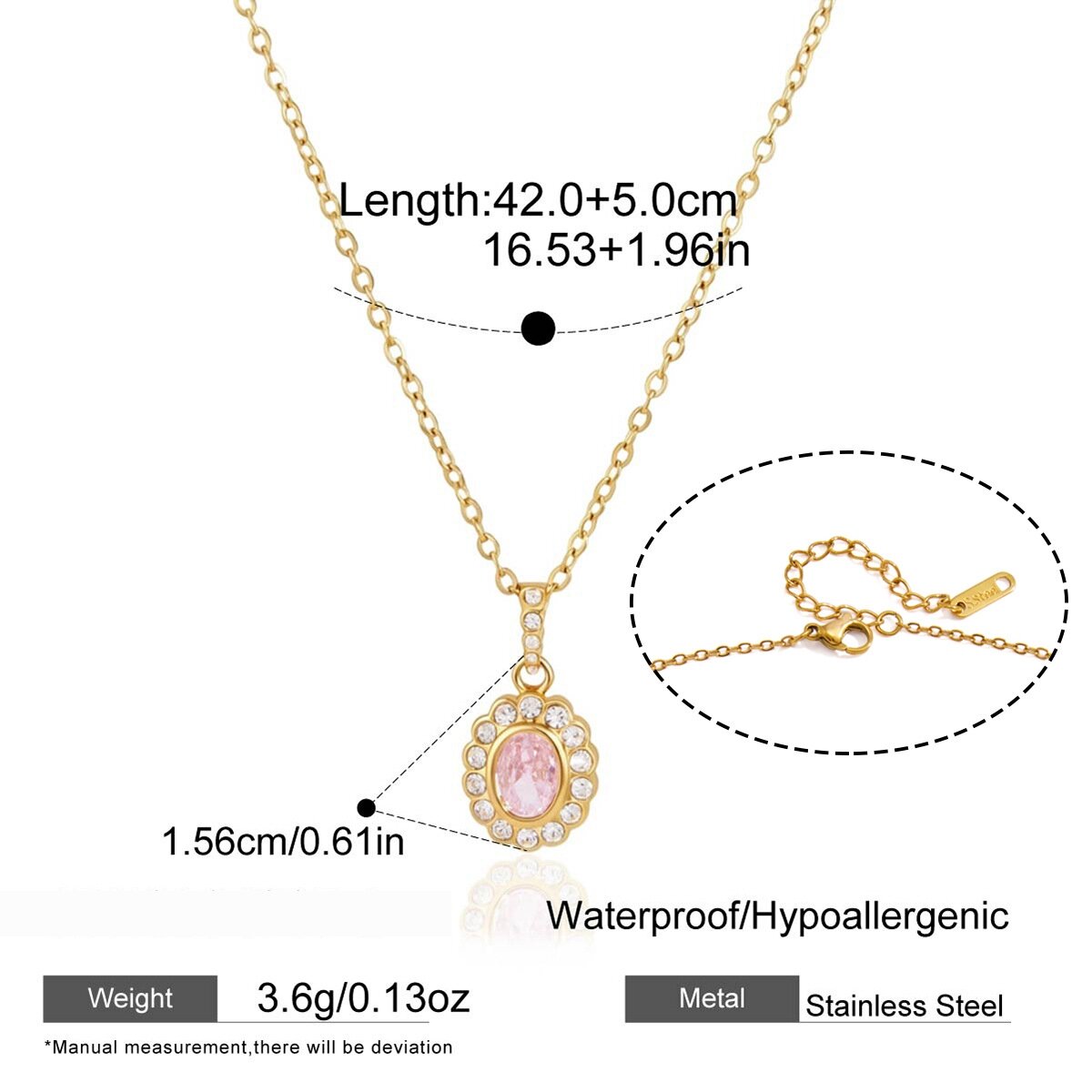 Simple Series Retro Droplet Stainless Steel Waterproof   Gold Color  Women's Pendant Necklaces 