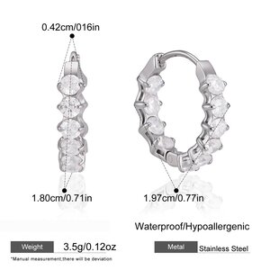 Luxe Serie Elegante Ovale, Waterdichte, Roestvrijstalen Oorringen Met Goudkleurige Zirkonia Voor Dames. h5