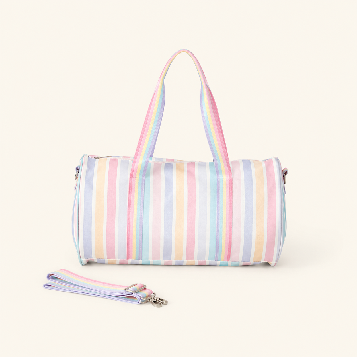 Bolsos Redondos De Lona Para Mujer, Estilo Deportivo, Con Estampado De Rayas Y Colores Variados.