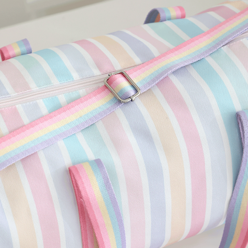 Bolsos Redondos De Lona Para Mujer, Estilo Deportivo, Con Estampado De Rayas Y Colores Variados. h5Imagen7