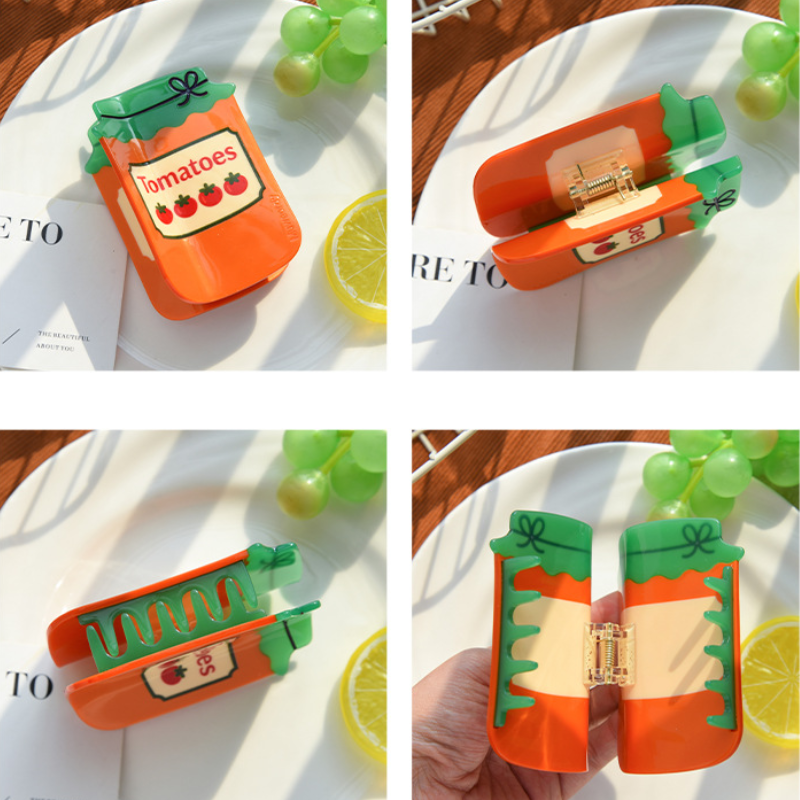 Garras Para El Cabello De Acetato De La Serie Simple Casual Fruit Strawberry Food h5 Imagen3