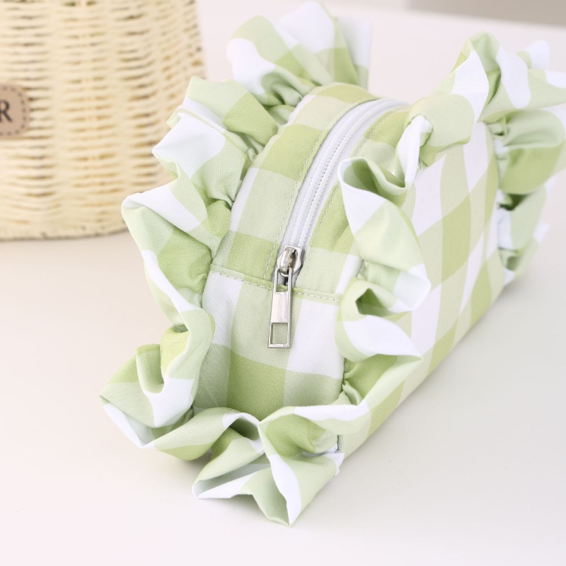 Bolsas De Maquillaje De Poliéster Con Estampado A Cuadros Sencillos De La Serie Sweet Plaid h5Imagen6
