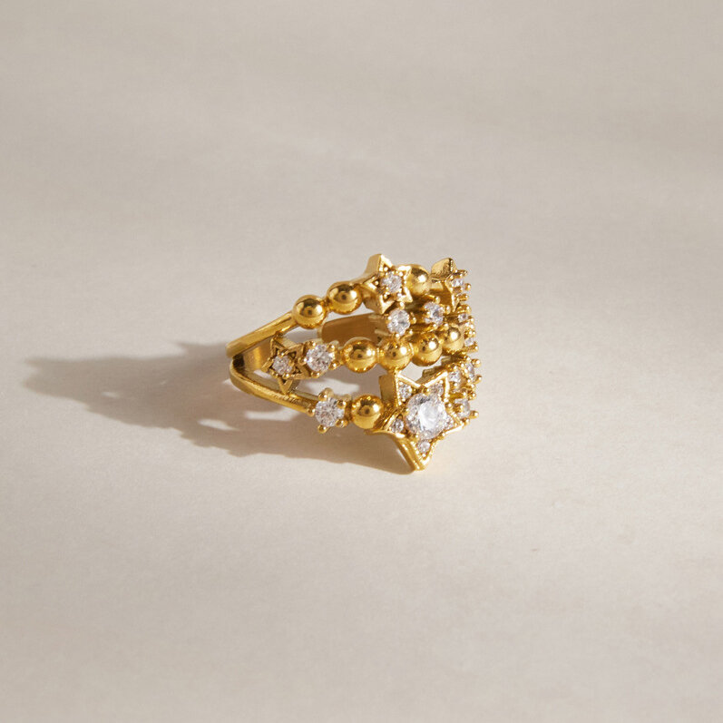 Anillos De Mujer De Lujo Con Forma Irregular, De Acero Inoxidable Y Color Dorado, De La Serie Punk. Imagen4