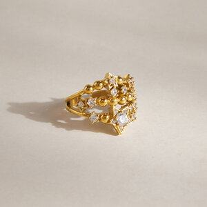Anillos De Mujer De Lujo Con Forma Irregular, De Acero Inoxidable Y Color Dorado, De La Serie Punk. h5 Imagen4