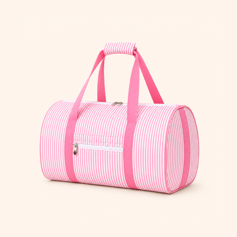 Bolsos Redondos De Algodón Con Estampado De Rayas De Estilo Casual Para Mujer, Ideales Para Deportes Y Viajes.