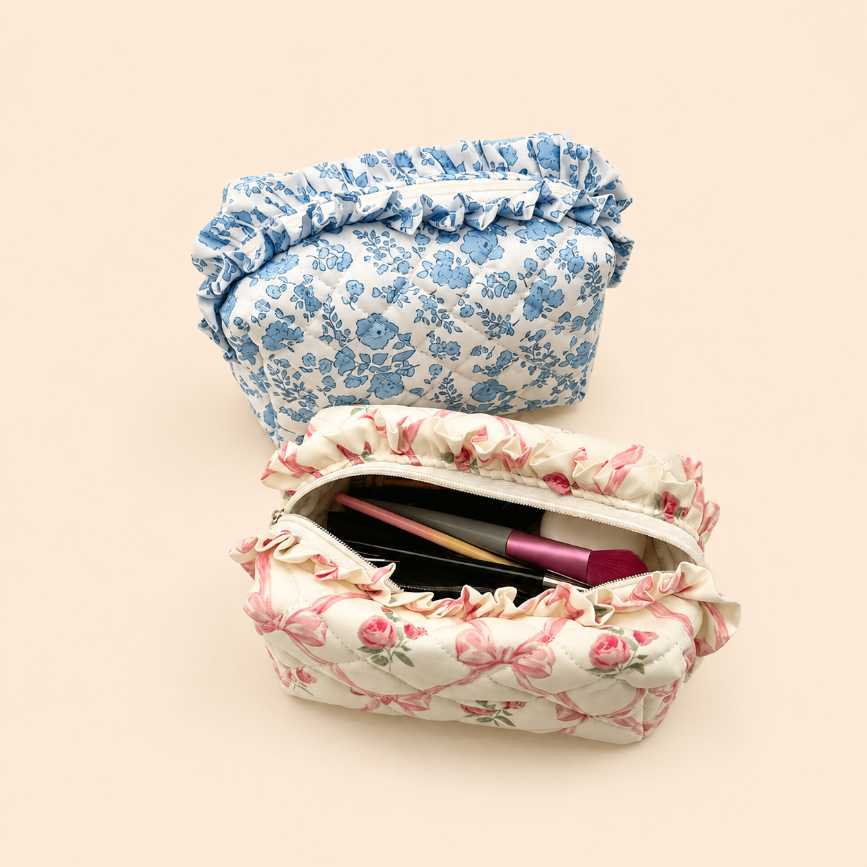 Bolsas De Maquillaje De Poliéster Con Estampado De Flores Sencillas, Lazos De Animales Y Rosas. 2
