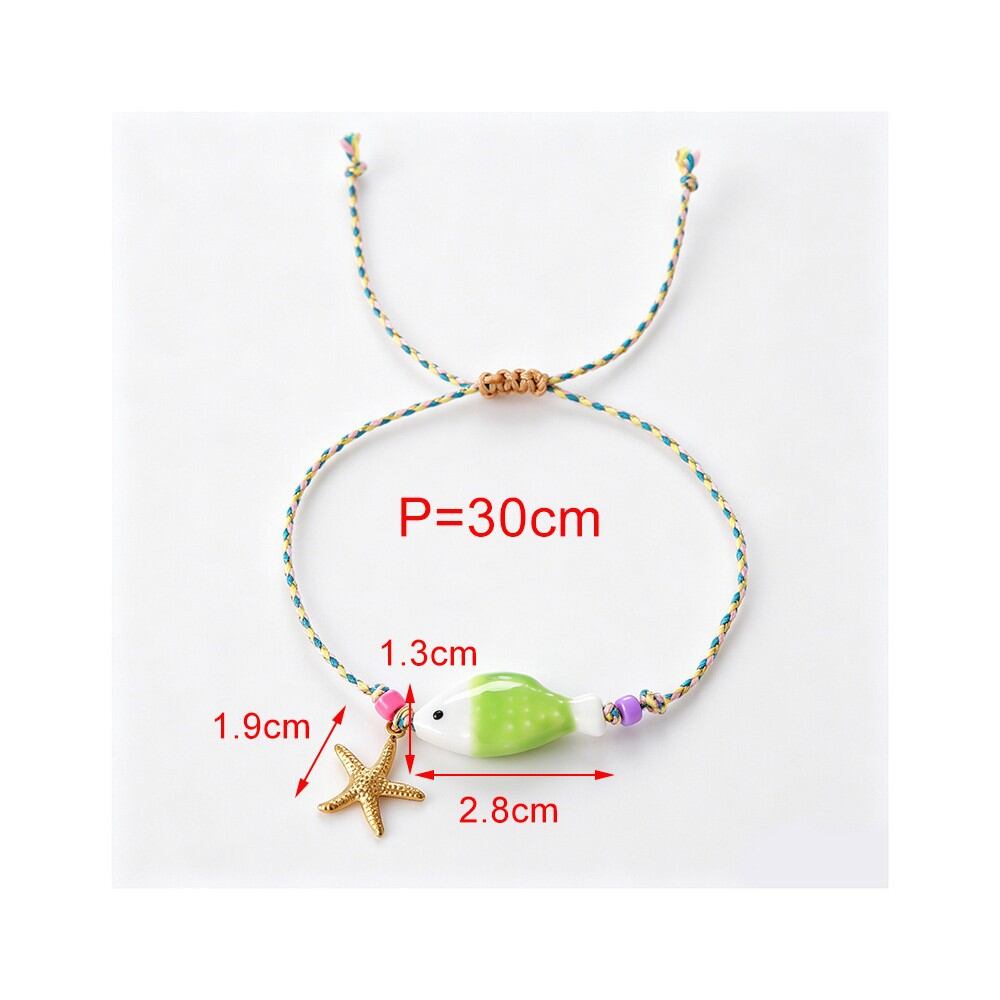 Pulseras Trenzadas De Cerámica Con Diseño De Peces Y Cuerda Trenzada, Estilo Vacacional. h5 