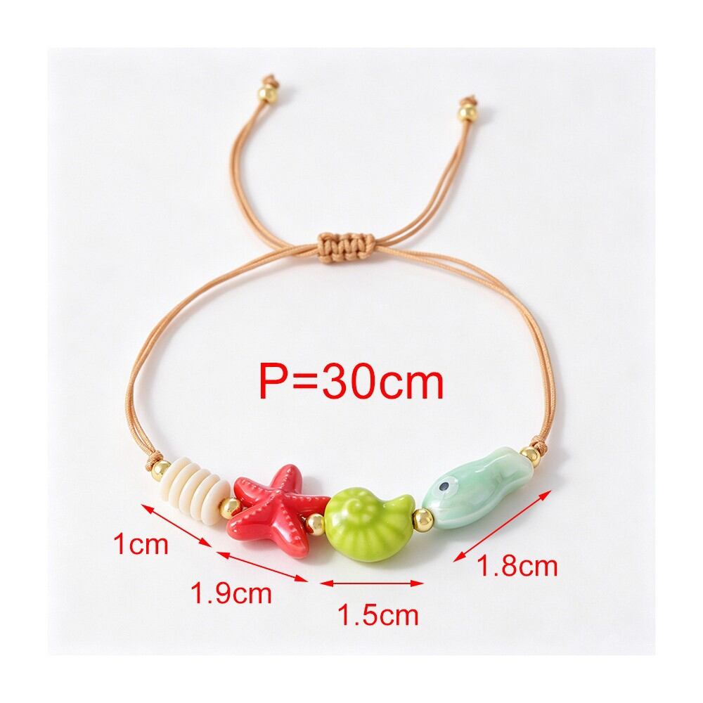 Pulseras Trenzadas De Cerámica Con Forma De Pez, Estilo Oceánico, Para Mujer.