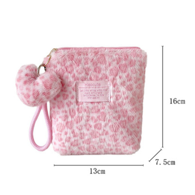 Bolsas De Maquillaje De Imitación De Piel Con Estampado De Leopardo Y Corazón Retro De La Serie Simple h5Imagen4