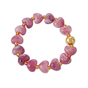 Pulseras De Cuentas De Resina Con Forma De Corazón Para Mujer h5 Imagen2