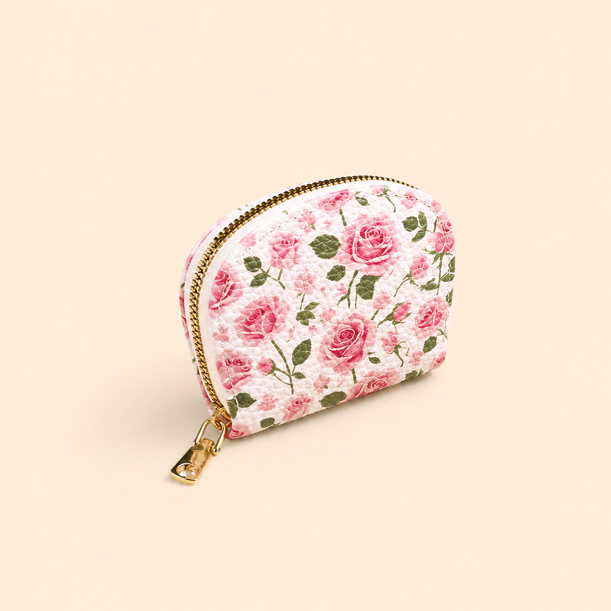 Casual Style Printed Flower Rose Premium Quality Pu Women's Round Bag Wallets & Card Holders