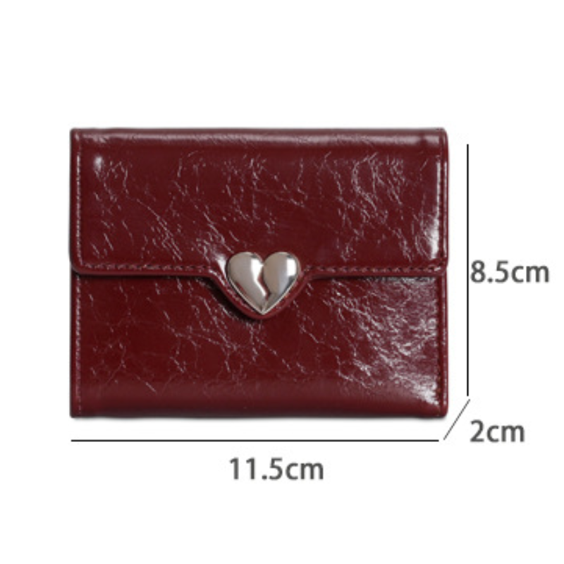 Casual Style Metal Hardware Heart Solid Color Premium Quality Pu Women's Square Bag Wallets & Card Holders h5Picture5