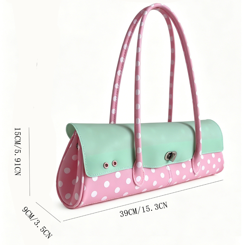 Bolsos De Hombro Tipo Baguette Para Mujer, Estilo Casual, Con Herrajes Metálicos, Pvc Y Estampado De Lunares Transparentes De Colores Variados. h5 