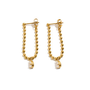 Orecchini Da Donna Simple Series Casual Con Perline A Goccia, In Acciaio Inossidabile, Impermeabili, Colore Oro. h5 Immagine4