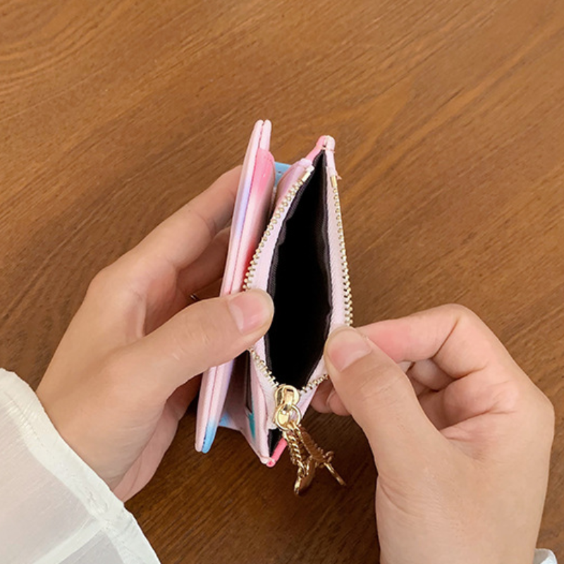 Casual Style Metal Hardware Printed Heart Polka Dots Mixed Color Premium Quality Pu Women's Square Bag Wallets & Card Holders Picture5