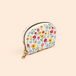 Casual Style Printed Flower Rose Premium Quality Pu Women's Round Bag Wallets & Card Holders h5 Picture2