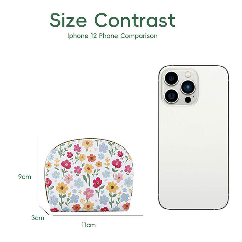 Casual Style Printed Flower Rose Premium Quality Pu Women's Round Bag Wallets & Card Holders h5Picture4
