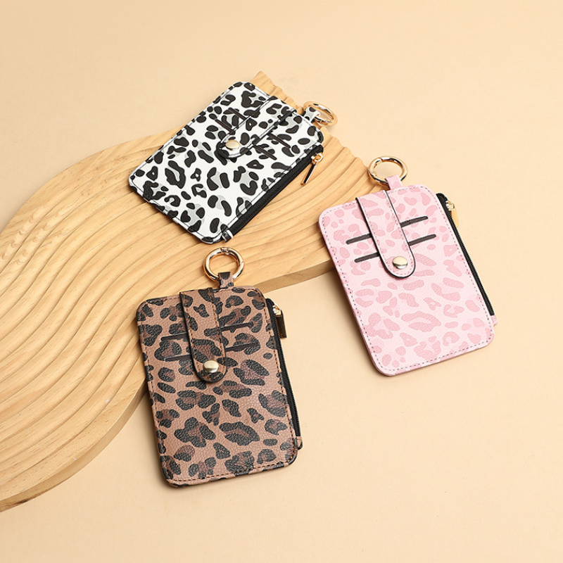 Casual Style Metal Hardware Printed Leopard Print Premium Quality Pu Women's Square Bag Wallets & Card Holders