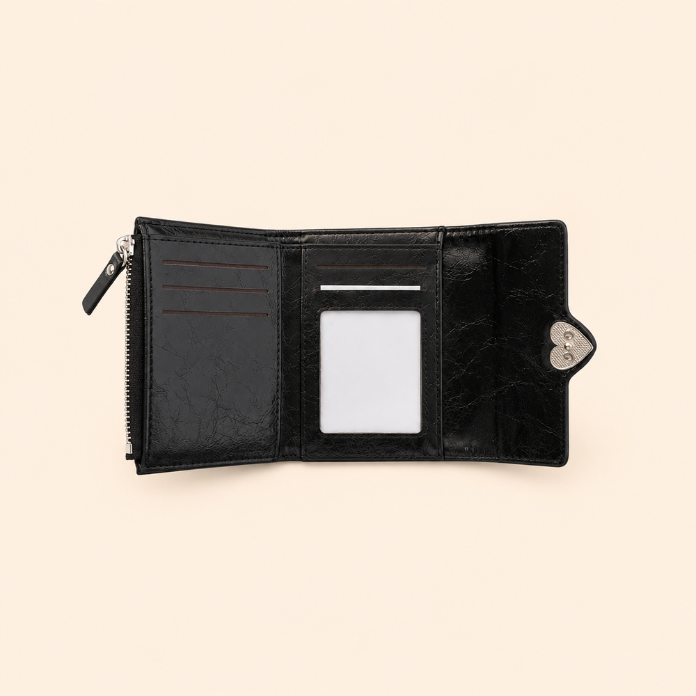 Casual Style Metal Hardware Heart Solid Color Premium Quality Pu Women's Square Bag Wallets & Card Holders h5Picture3