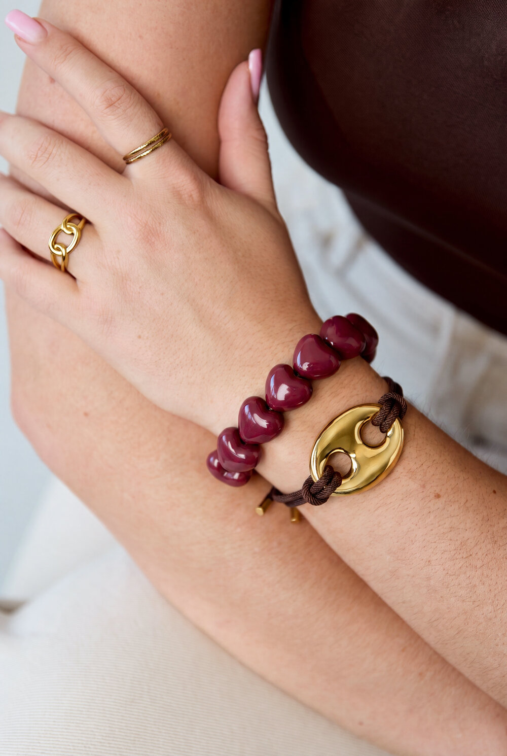 Satin Cord Bracelet With Button Detail h5Picture2