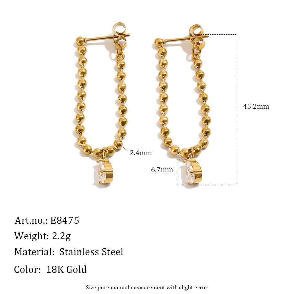 Orecchini Da Donna Simple Series Casual Con Perline A Goccia, In Acciaio Inossidabile, Impermeabili, Colore Oro.
