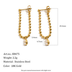 Orecchini Da Donna Simple Series Casual Con Perline A Goccia, In Acciaio Inossidabile, Impermeabili, Colore Oro. h5