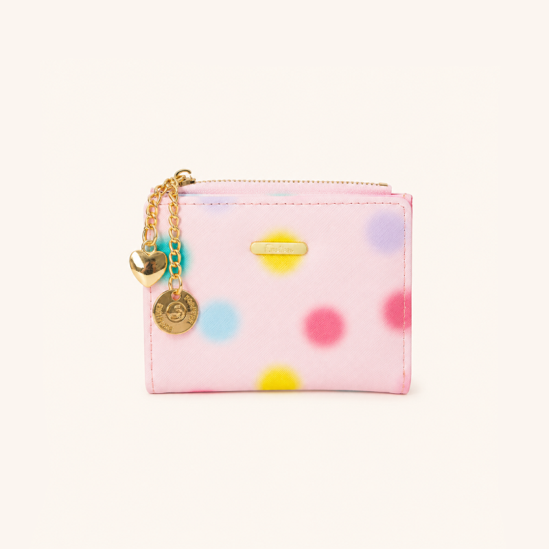 Casual Style Metal Hardware Printed Heart Polka Dots Mixed Color Premium Quality Pu Women's Square Bag Wallets & Card Holders 