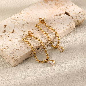 Orecchini Da Donna Simple Series Casual Con Perline A Goccia, In Acciaio Inossidabile, Impermeabili, Colore Oro. h5 Immagine2
