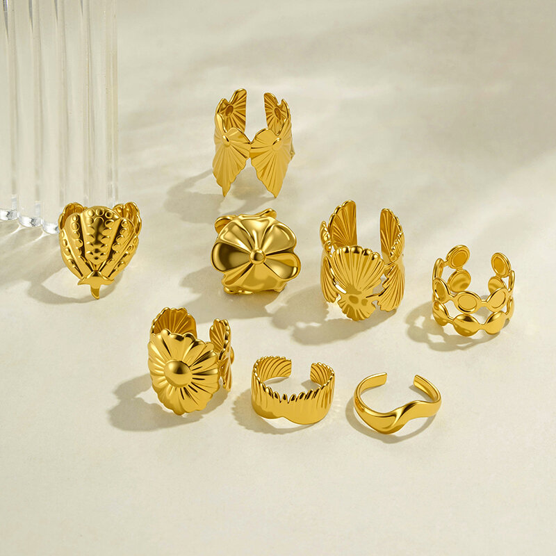Boucles D'Oreilles Manchette Pour Femmes, En Acier Inoxydable, Couleur Or, Motif Coquillage Et Cœur, Collection Simple Series Image3
