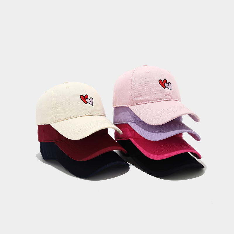 Casquette De Baseball Décontractée En Coton Uni Couleur Cœur, Série Simple 2