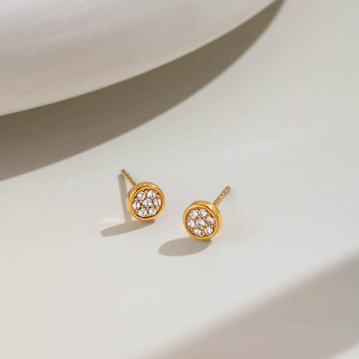 Boucles D'Oreilles Pour Femmes En Acier Inoxydable En Forme De Cœur, Étanches, Couleur Or, Serties De Strass h5 Image4