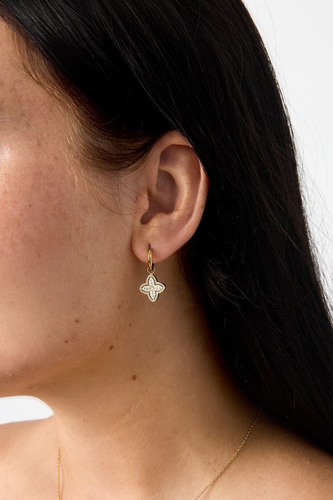 Stainless Steel Dangle Earrings With A Four-Leaf Clover, Simple Everyday Jewelry From The Simple Series For Women. h5 Picture2