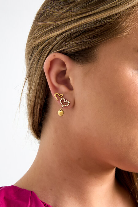 Boucles D'Oreilles Pendantes En Acier Inoxydable En Forme De Cœur, Collection Simple Daily Simple, Bijoux Pour Femmes 2