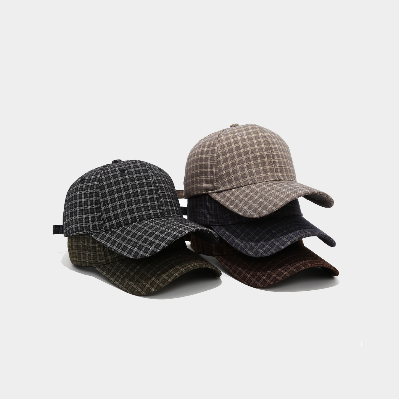 Simple Series Casual Solid Color Plaid Cotton Unisex Baseball Cap h5Picture2