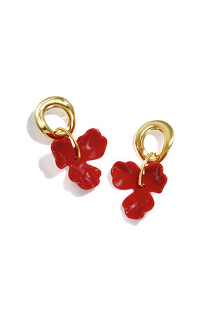 Round Earrings With Hanging Flower h5