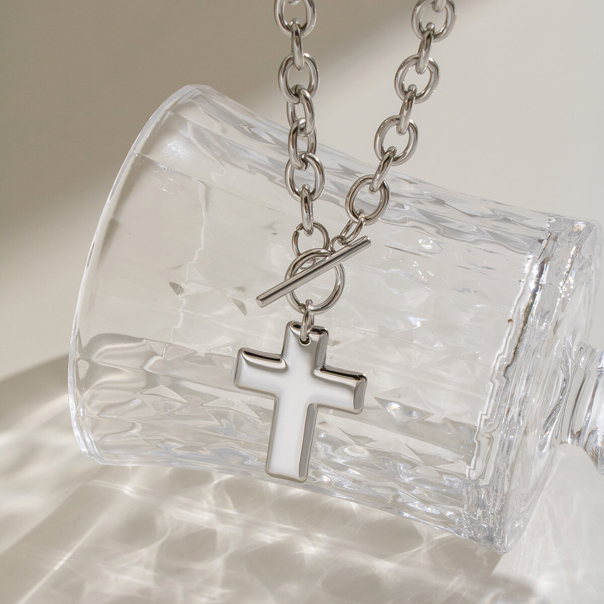 Colliers Pendentifs Pour Femmes En Acier Inoxydable, Couleur Or, En Forme De Croix h5 Image4