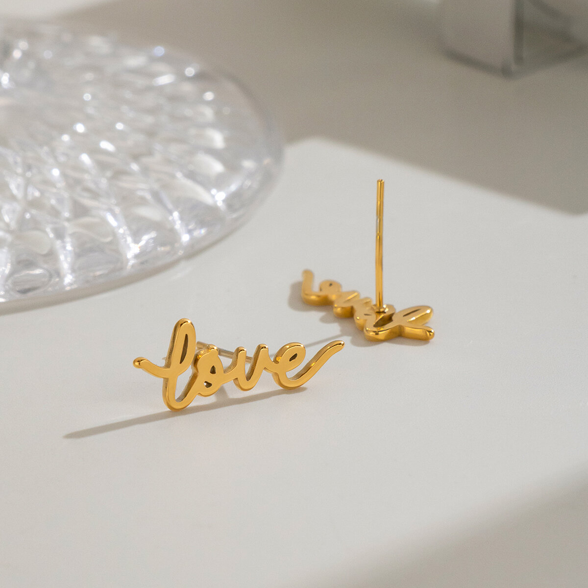 Love Shape Stainless Steel Waterproof Women's Stud Earrings 2