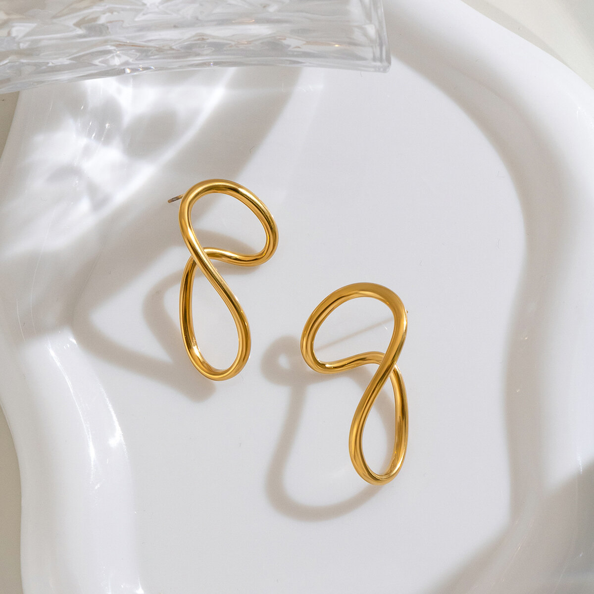 Boucles D'Oreilles Puces Pour Femmes, En Acier Inoxydable, Étanches, Couleur Or, Forme Irrégulière Image4